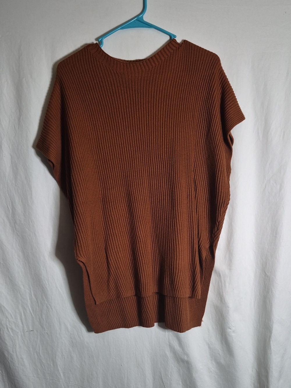 Ribbed Sleeveless Knit Top in Warm Rust